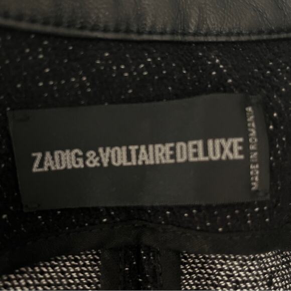 Zadig & Voltaire Cropped Moto Jacket Black Size Small (36) - Picture 5 of 9